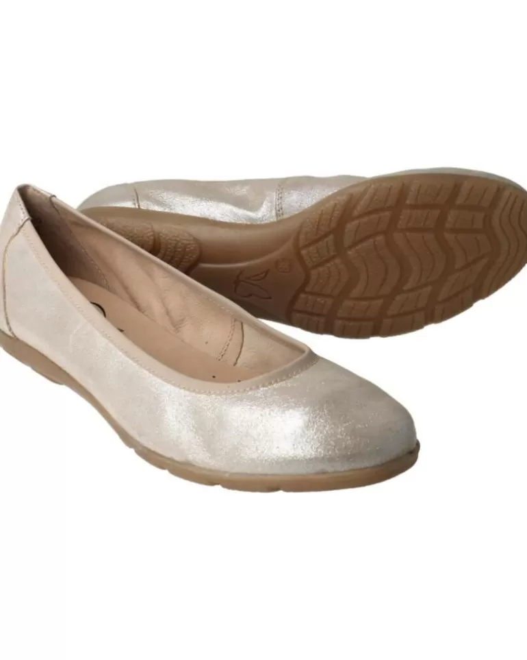 CAPRICE Bailarinas De Mujer Bailarinas Comfort En Piel Metalizada 354Taupe Suede Metal Outlet