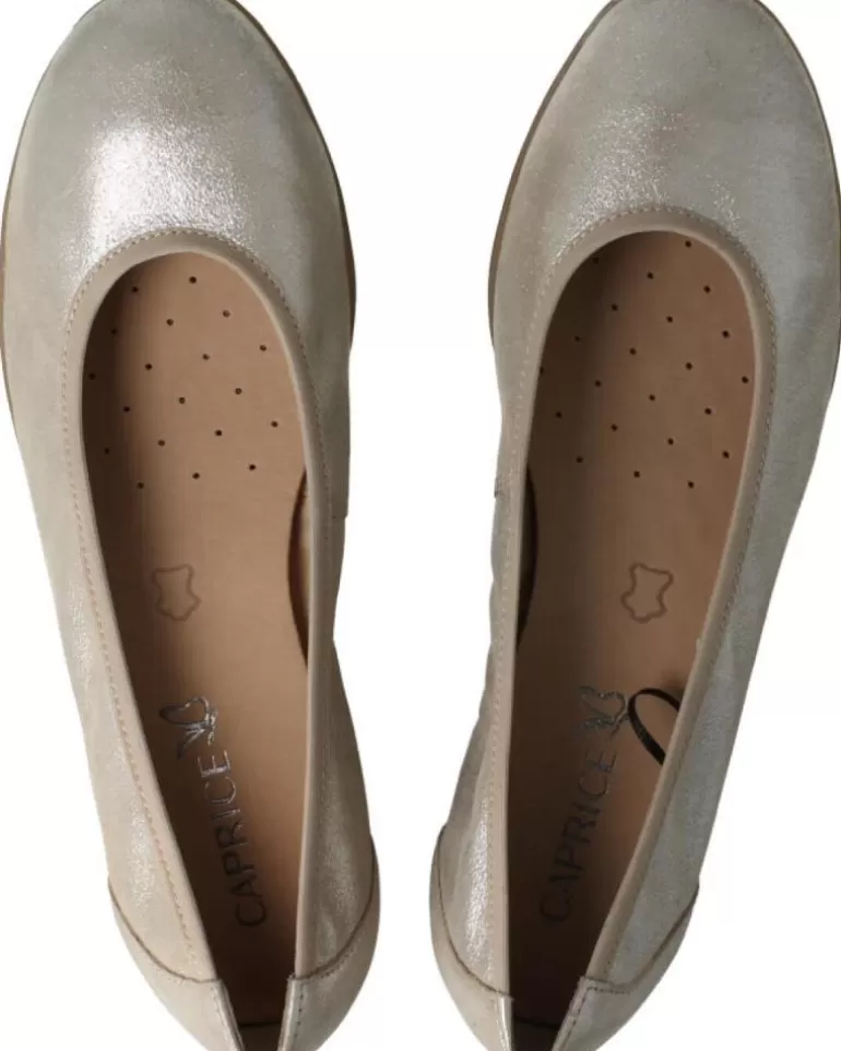 CAPRICE Bailarinas De Mujer Bailarinas Comfort En Piel Metalizada 354Taupe Suede Metal Outlet