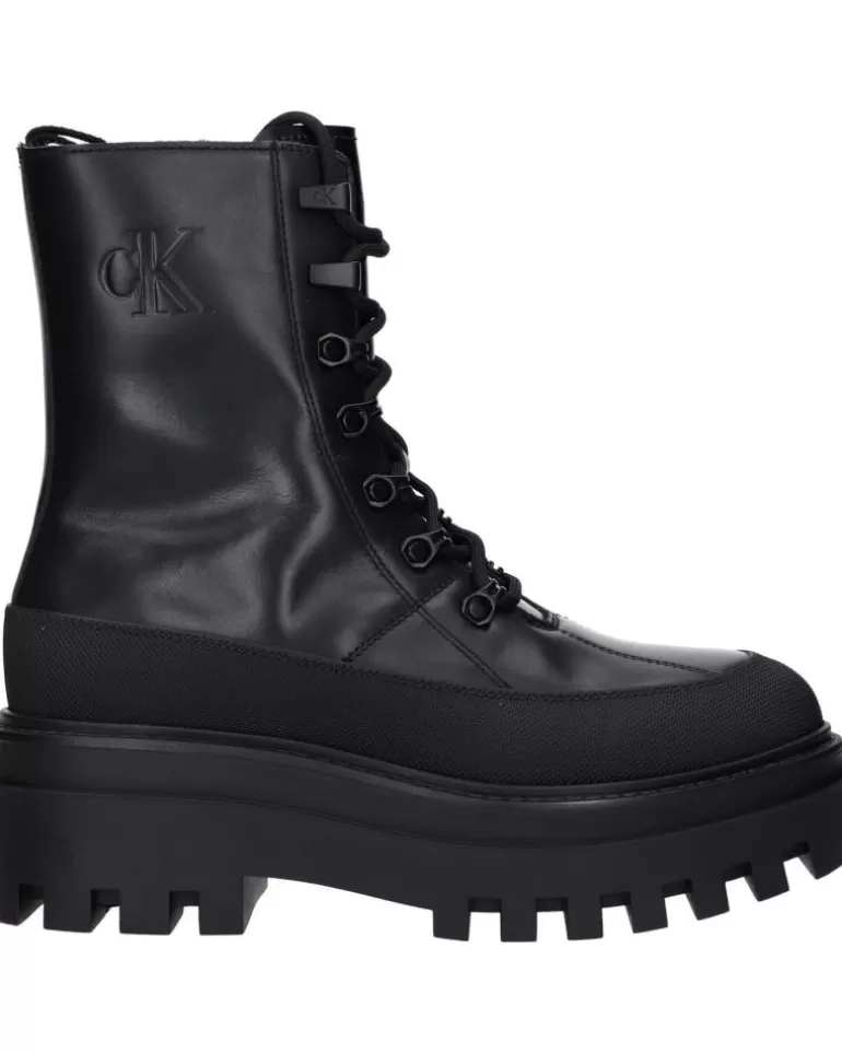 CALVIN KLEIN Botas De Mujer Yw0Yw01110 Flatform Lace Up Boot 0Gt Triple Black Discount
