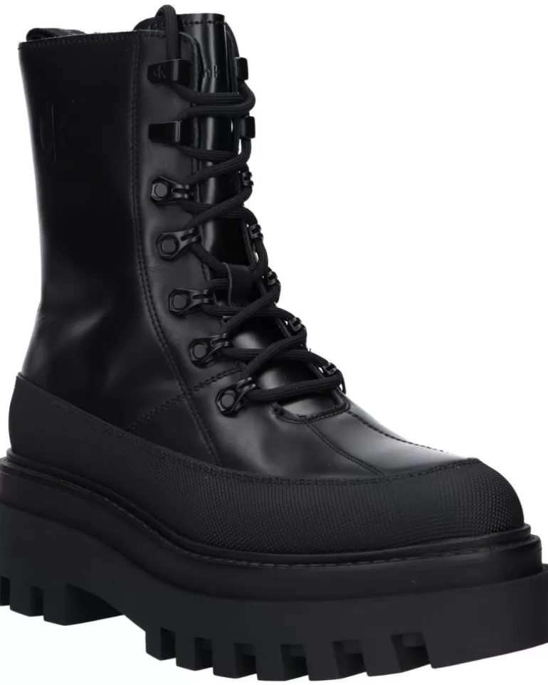 CALVIN KLEIN Botas De Mujer Yw0Yw01110 Flatform Lace Up Boot 0Gt Triple Black Discount