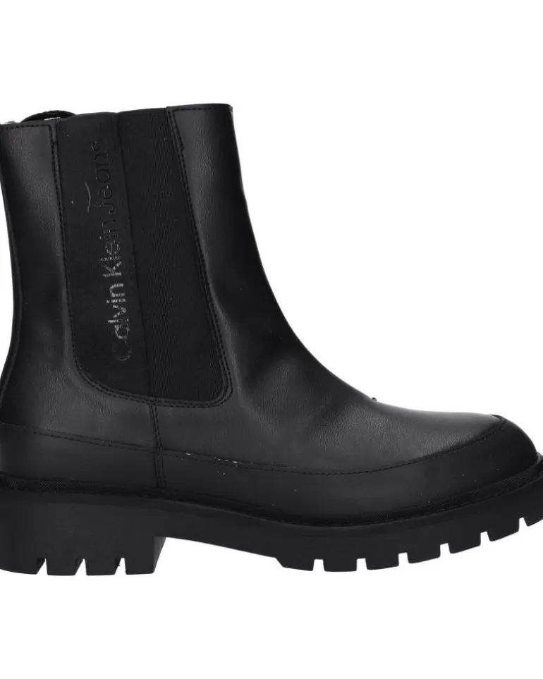 CALVIN KLEIN Botas De Mujer Yw0Yw01254 Combat Mid Chelsea Boot 0Gt Triple Black Cheap