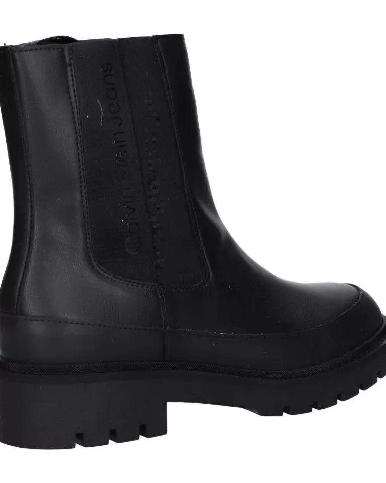 CALVIN KLEIN Botas De Mujer Yw0Yw01254 Combat Mid Chelsea Boot 0Gt Triple Black Cheap