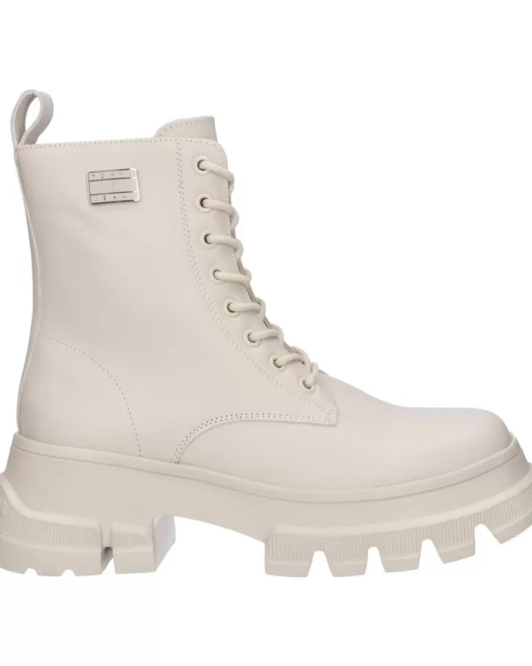 TOMMY HILFIGER Botas De Mujer En0En02503 Chunky Leather Boot Aev Bleached Stone Clearance