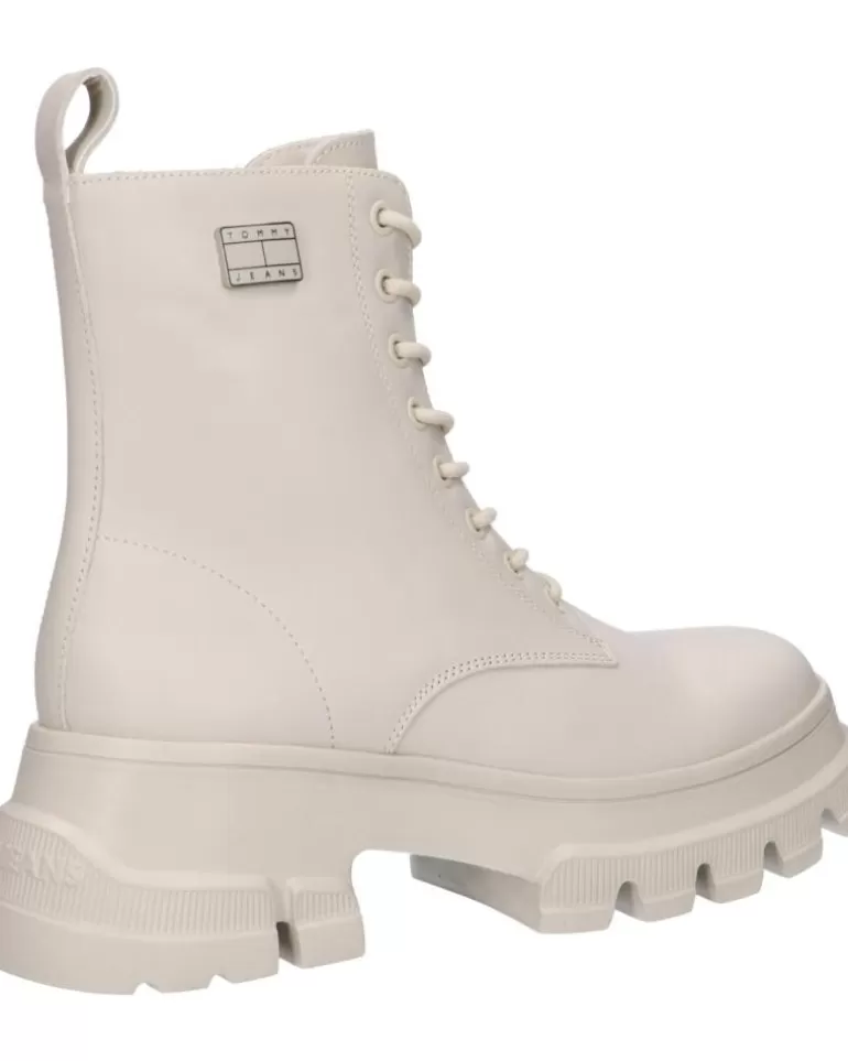 TOMMY HILFIGER Botas De Mujer En0En02503 Chunky Leather Boot Aev Bleached Stone Clearance