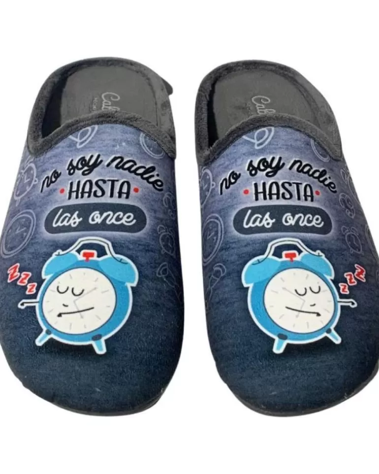 CABRERA Calzado De Casa De Hombre Pantufla No Soy Nadie Gris Discount