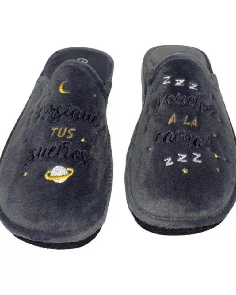 CABRERA Calzado De Casa De Hombre Pantuflas Persigue Tus Sueos Gris Shop
