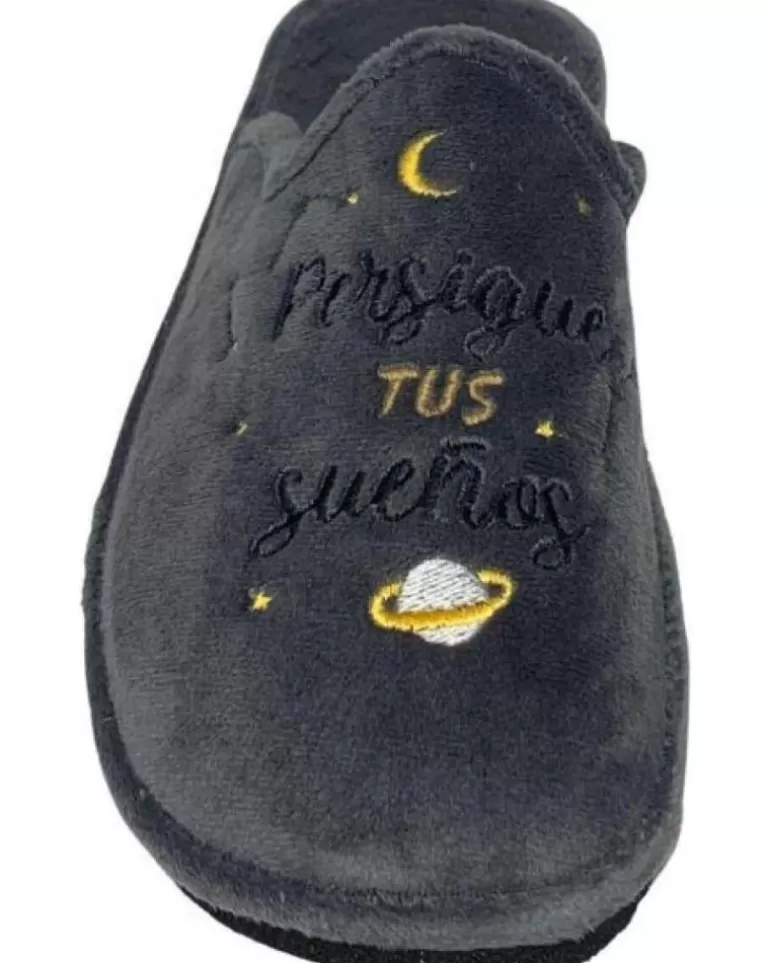 CABRERA Calzado De Casa De Hombre Pantuflas Persigue Tus Sueos Gris Shop
