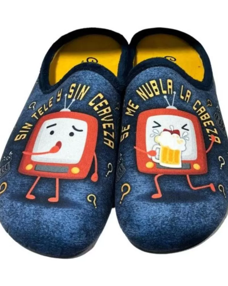 CABRERA Calzado De Casa De Hombre Pantuflas Sin Tele Y Sin Cerveza Azul Cheap