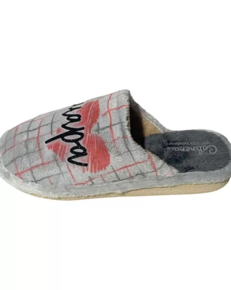 CABRERA Calzado De Casa De Mujer Pantufla Hola Guapa Gris New