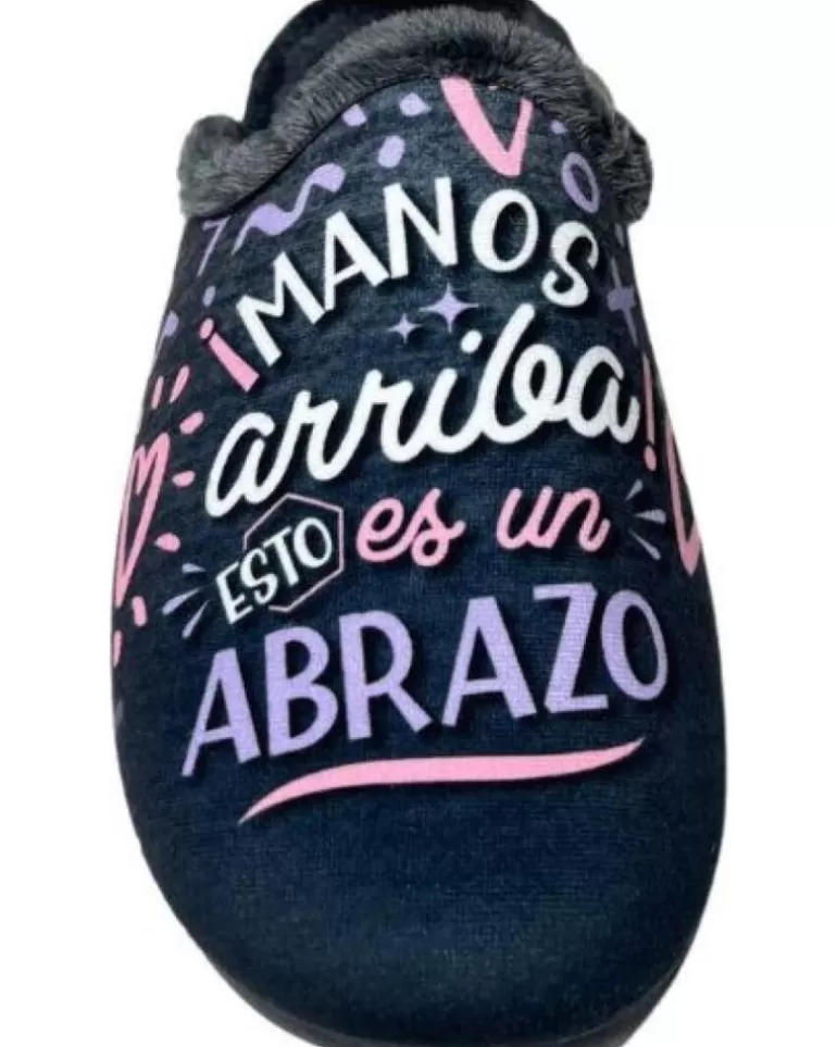 CABRERA Calzado De Casa De Mujer Pantufla Manos Arriba Esto Es Un Abrazo Gris Flash Sale