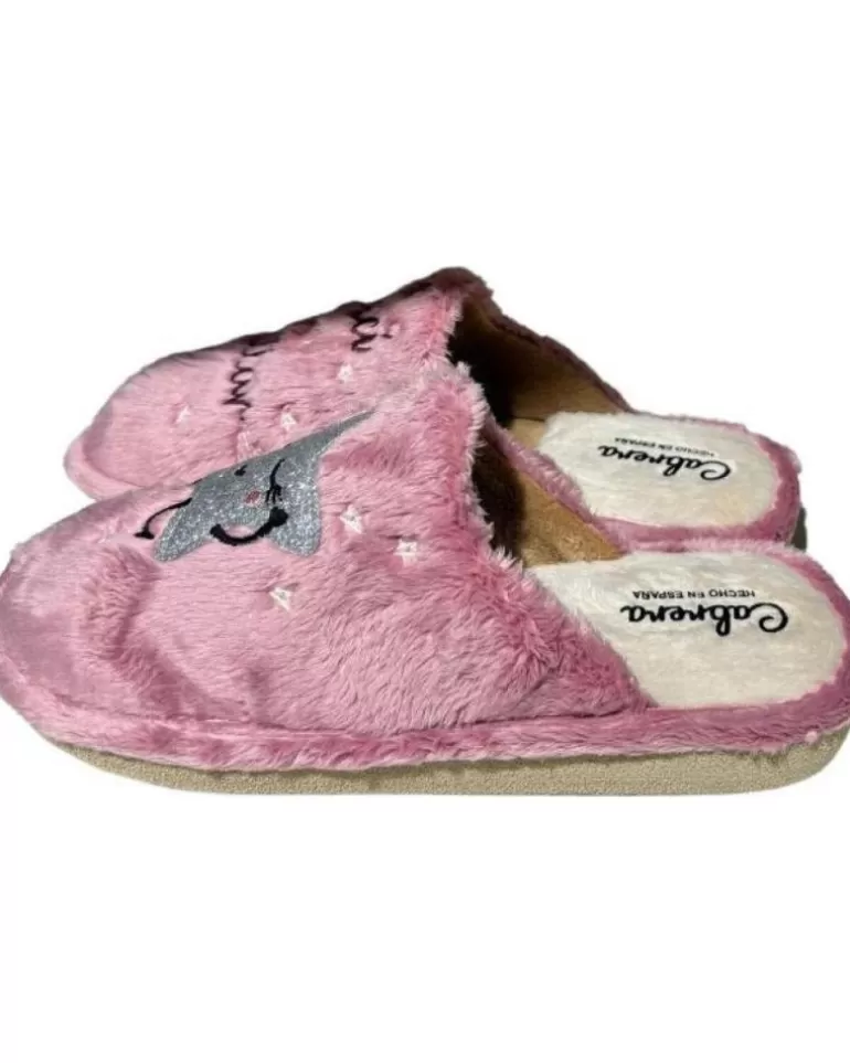 CABRERA Calzado De Casa De Mujer Pantufla Naci Para Brillar Rosa New