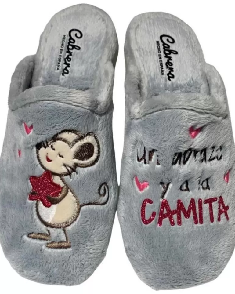 CABRERA Calzado De Casa De Mujer Pantufla Un Abrazo Y A La Camita Gris Fashion