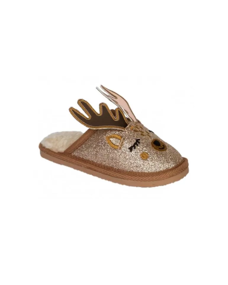 CONGUITOS Calzado De Casa De Niña Zapatillas De Andar Por Casa Con Suela De Goma Detalle Reno Platino Cheap