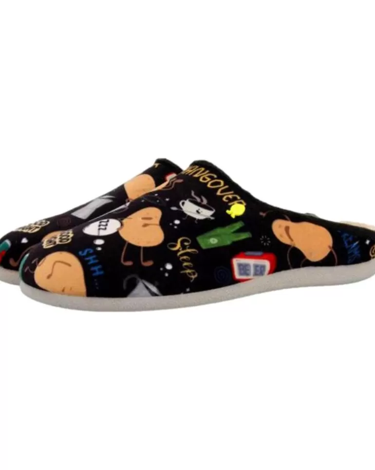 HOT POTATOES Calzado De Casa De Hombre Zapatillas Casa Hombre Galston 70149 Negro Best Sale