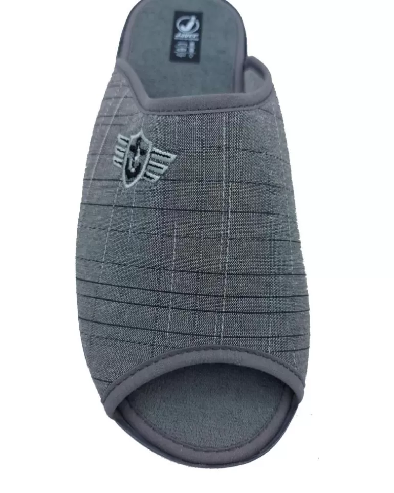JAVER Calzado De Casa De Hombre Zapatilla Casa Abierta Gris New