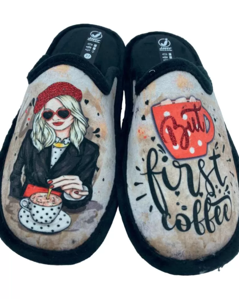 JAVER Calzado De Casa De Mujer Zapatilla Casa Relax Negro Best