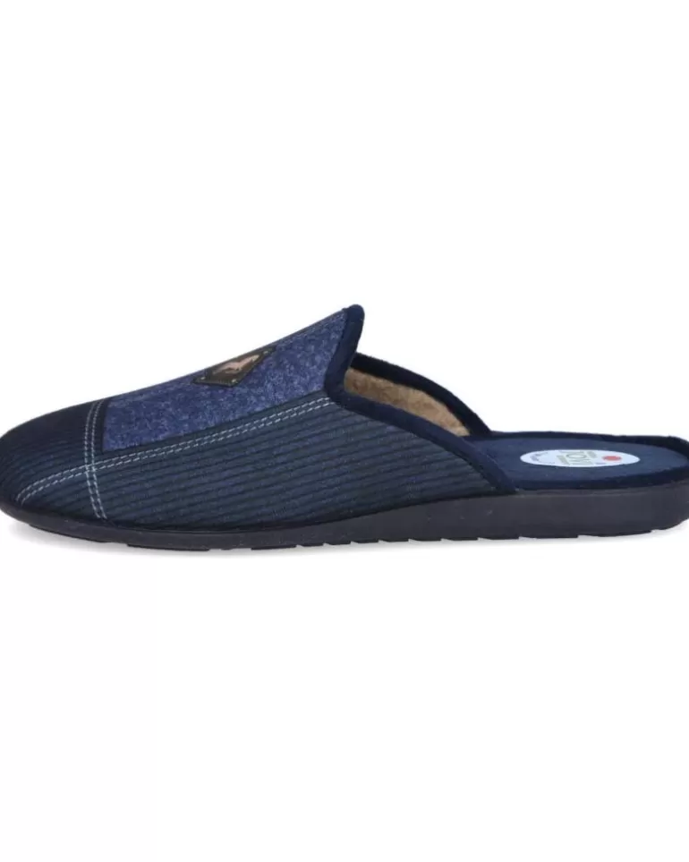 L&R SHOES Calzado De Casa L&R Shoes De Hombre Lr Shoes 8303-Rayas Zapatillas De Casa Azul New