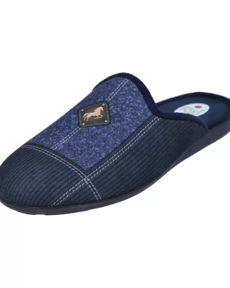 L&R SHOES Calzado De Casa L&R Shoes De Hombre Lr Shoes 8303-Rayas Zapatillas De Casa Azul New