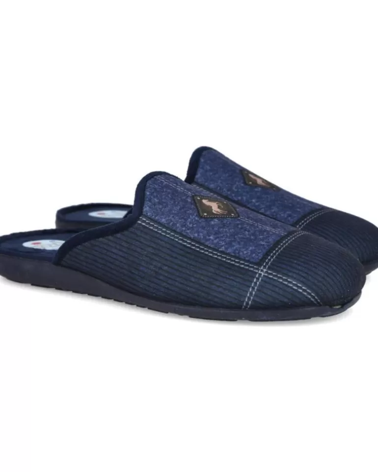 L&R SHOES Calzado De Casa L&R Shoes De Hombre Lr Shoes 8303-Rayas Zapatillas De Casa Azul New