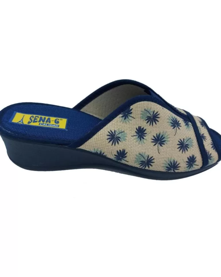 PINTURINES Calzado De Casa De Mujer Zapatilla Cuña Azul Discount