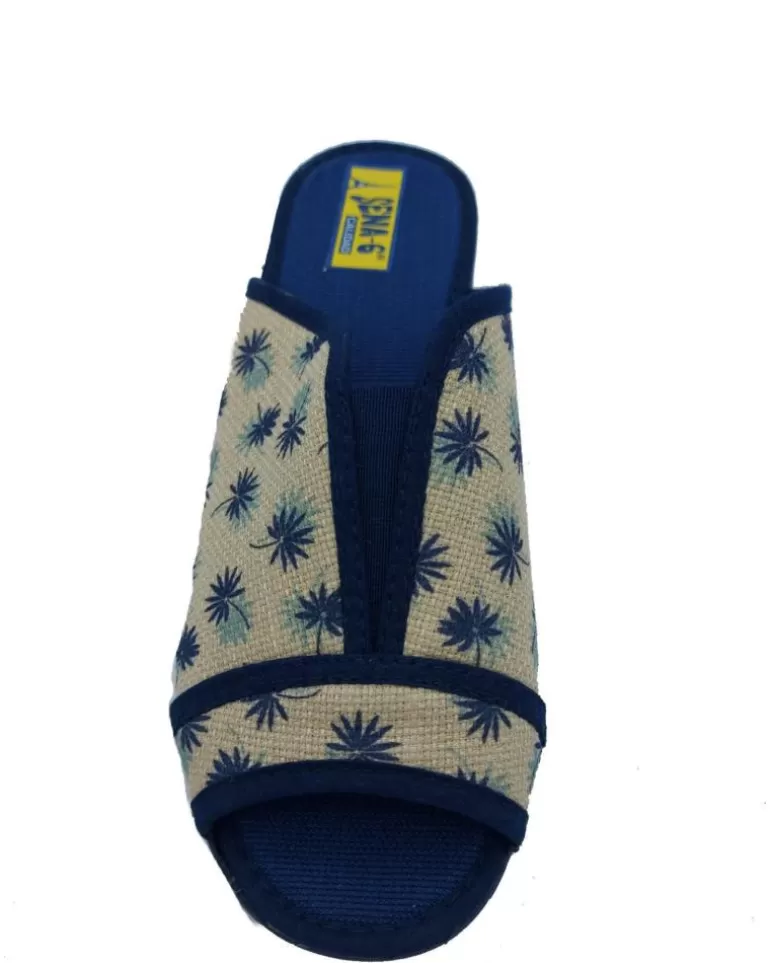 PINTURINES Calzado De Casa De Mujer Zapatilla Cuña Azul Discount