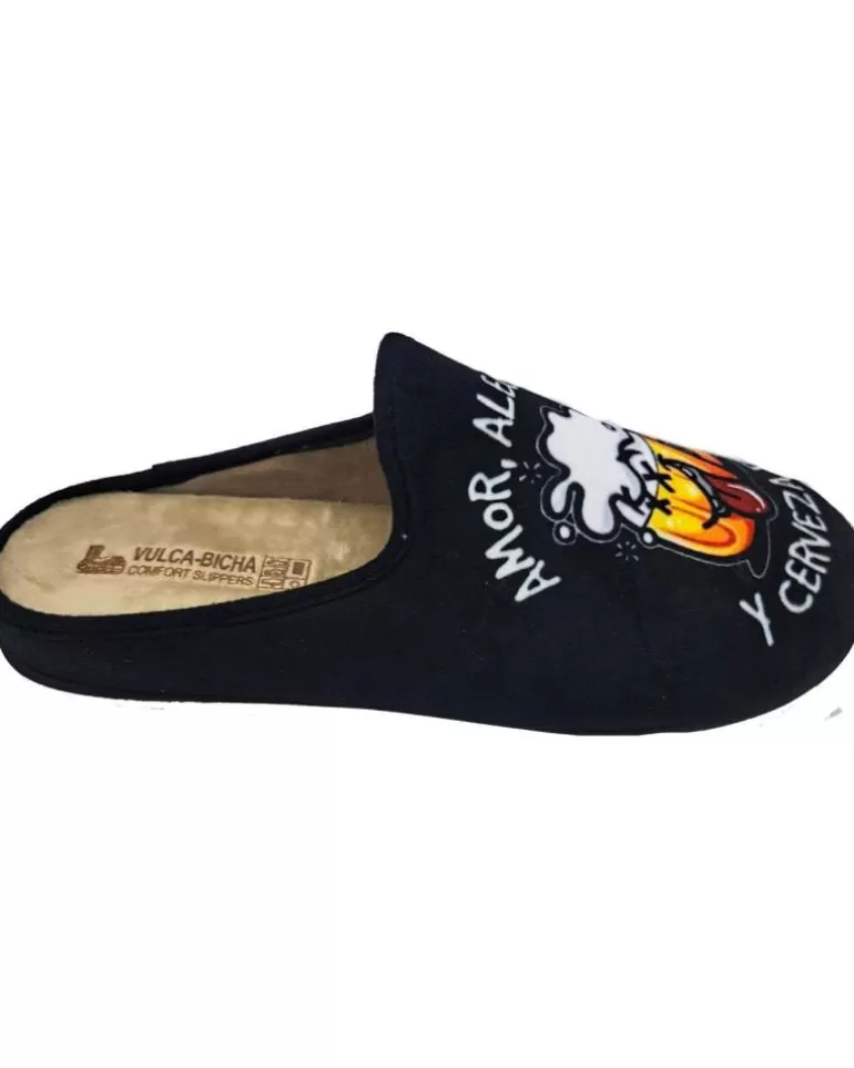 VULCA-BICHA Calzado De Casa De Hombre Zapatilla Cerveza Negro Discount