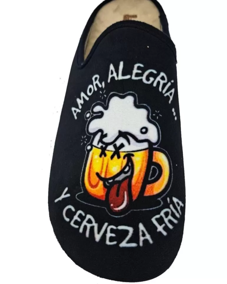 VULCA-BICHA Calzado De Casa De Hombre Zapatilla Cerveza Negro Discount