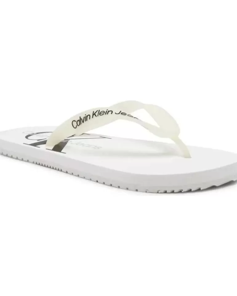 CALVIN KLEIN Chanclas De Hombre Chanclas Jeans Beach Sandal White Fashion