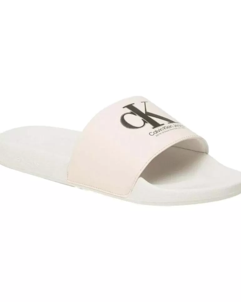 CALVIN KLEIN Chanclas De Hombre Chanclas Jeans Slide Oversi Ancient White Discount