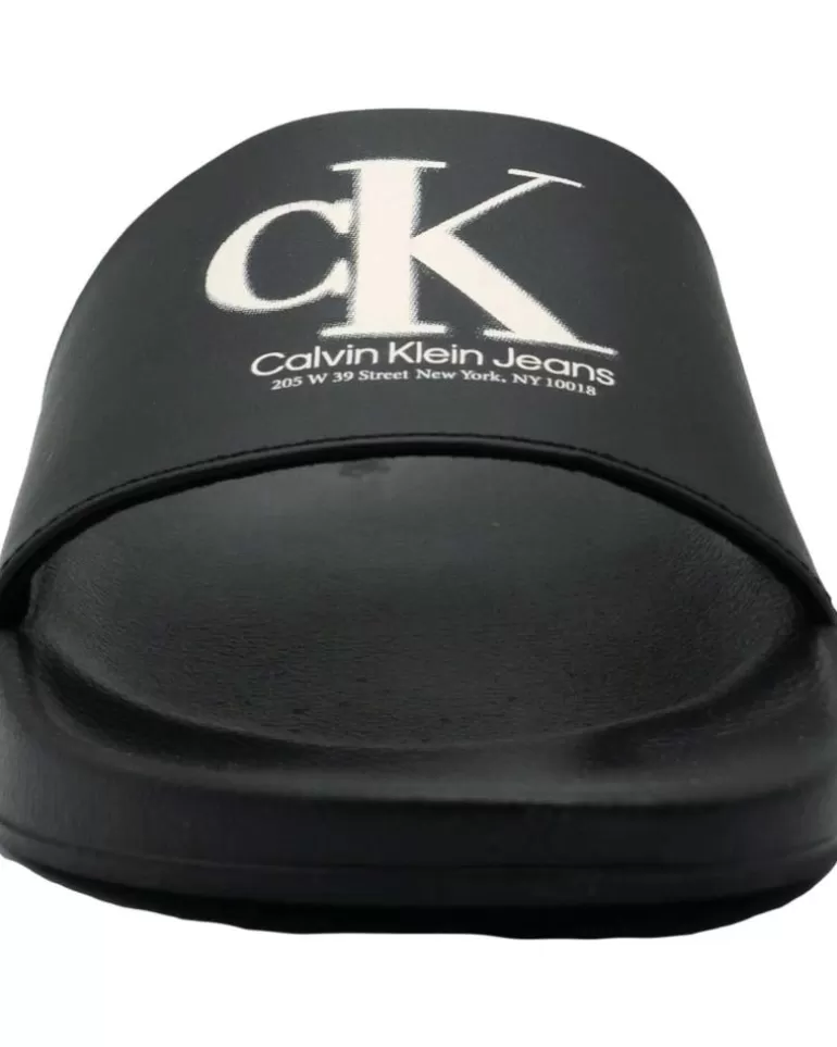 CALVIN KLEIN Chanclas De Hombre Chanclas Jeans Slide Oversi Black Store