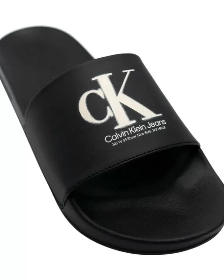CALVIN KLEIN Chanclas De Hombre Chanclas Jeans Slide Oversi Black Store