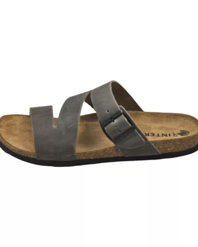 INTERBIOS Chanclas De Hombre Inter-Bios - Sandalias De Piel Bio Para Hombre Cierre De Pardo Store