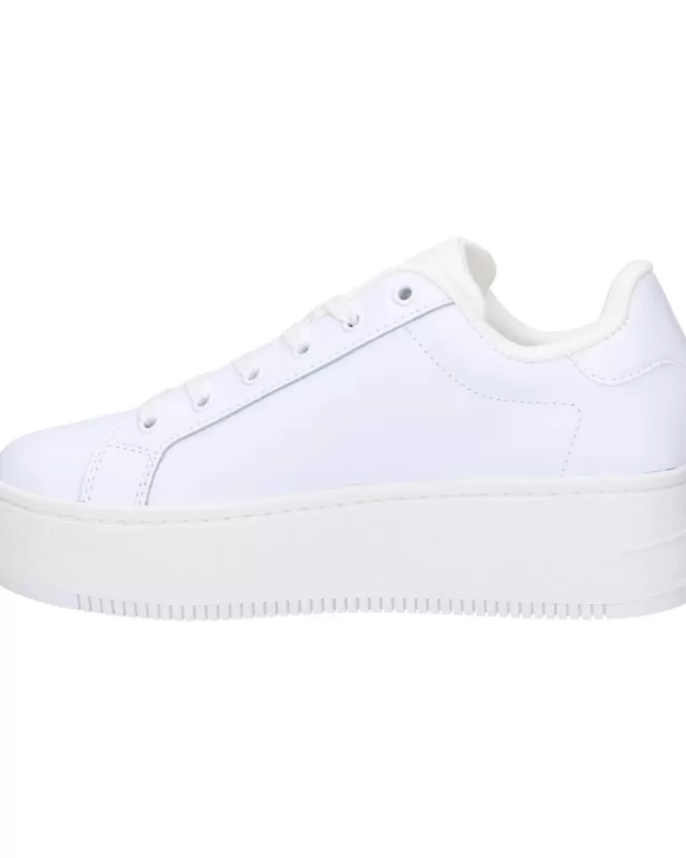TOMMY HILFIGER De Mujer En0En02426 Tjw Flatform Ess Ybr White New