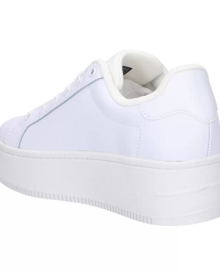 TOMMY HILFIGER De Mujer En0En02426 Tjw Flatform Ess Ybr White New