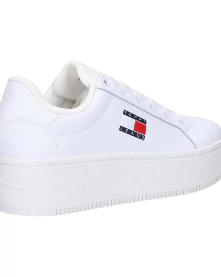 TOMMY HILFIGER De Mujer En0En02426 Tjw Flatform Ess Ybr White New