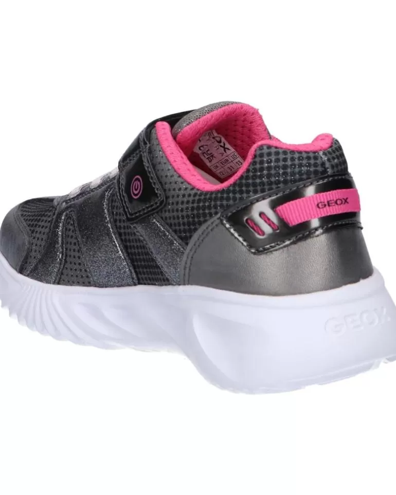 GEOX Deportivas De Niña J16E9A 0Gfnf J Assister Girl C1A8N Dk Silver-Fuchsia New