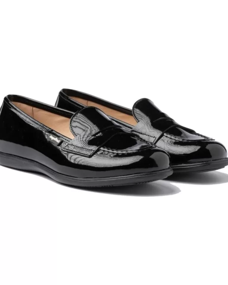 ANGELITOS Mocasines De Niña Y Niño Escolar Piel 468 Negro New