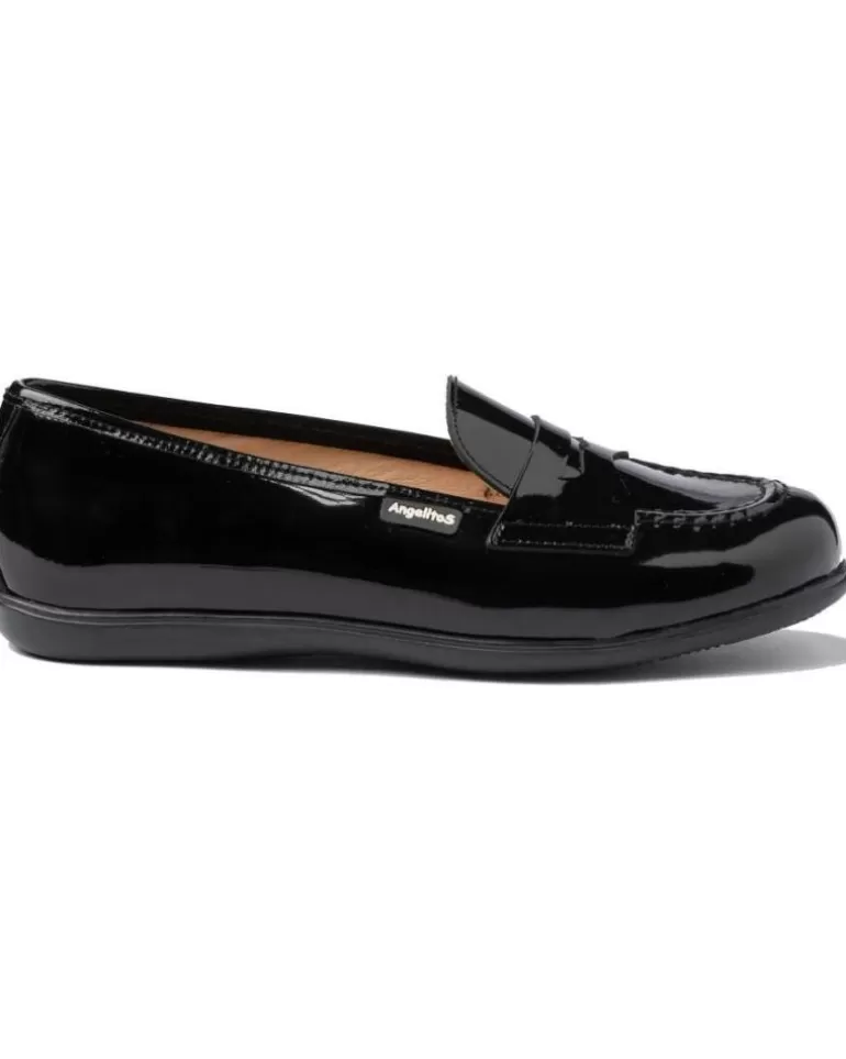 ANGELITOS Mocasines De Niña Y Niño Escolar Piel 468 Negro New