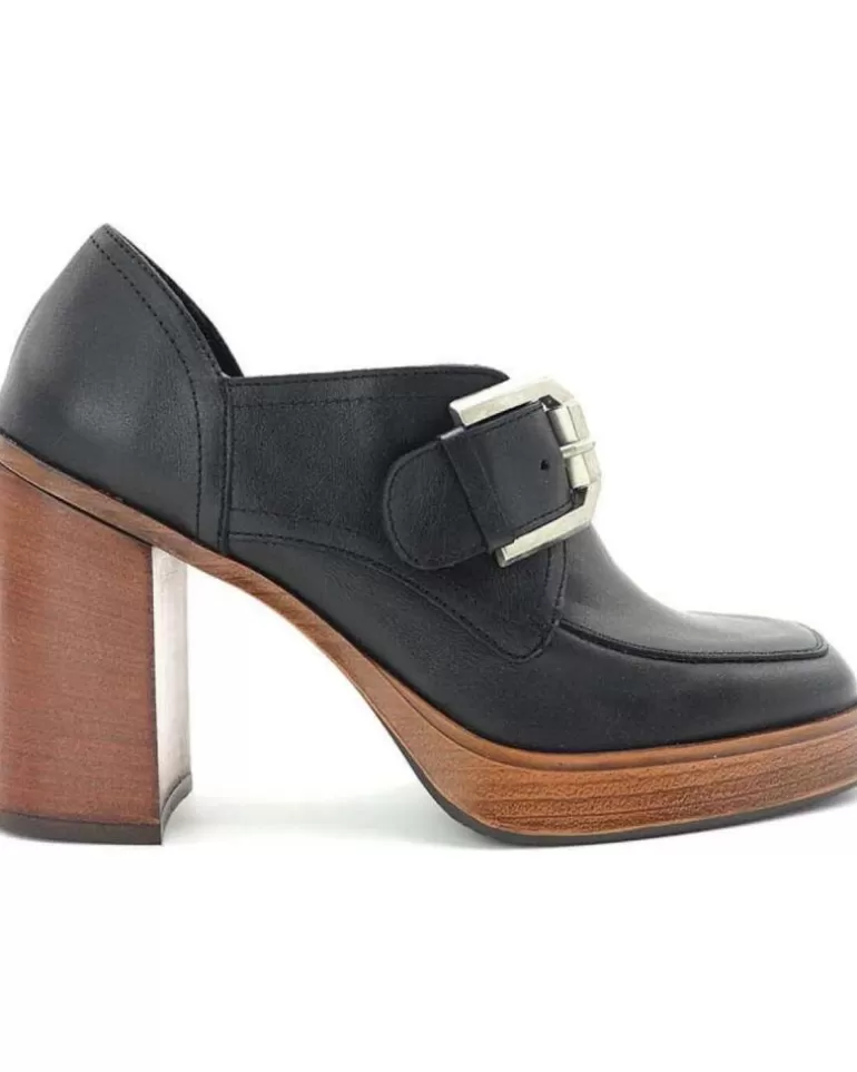 CLARA DURAN Mocasines De Mujer Mocasin Hebilla Ursula Negro New