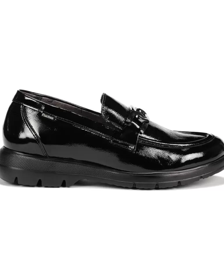 FLUCHOS Mocasines De Mujer Zapatos En Color Para Negro New