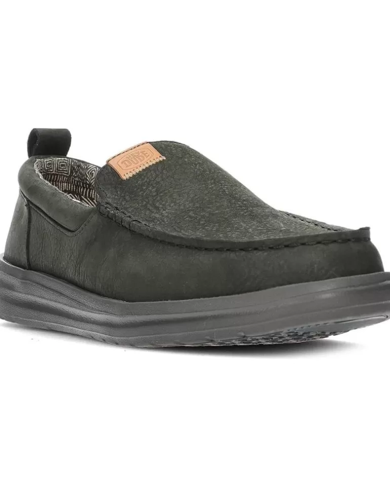 HEY DUDE Mocasines De Hombre Mocasin Dude Wally Grip Moc Craft Leather Black Cheap