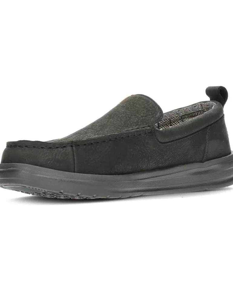 HEY DUDE Mocasines De Hombre Mocasin Dude Wally Grip Moc Craft Leather Black Cheap