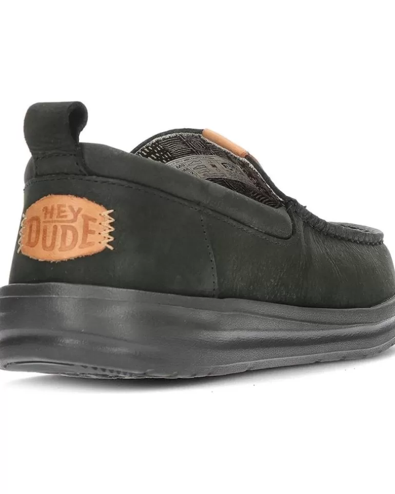 HEY DUDE Mocasines De Hombre Mocasin Dude Wally Grip Moc Craft Leather Black Cheap
