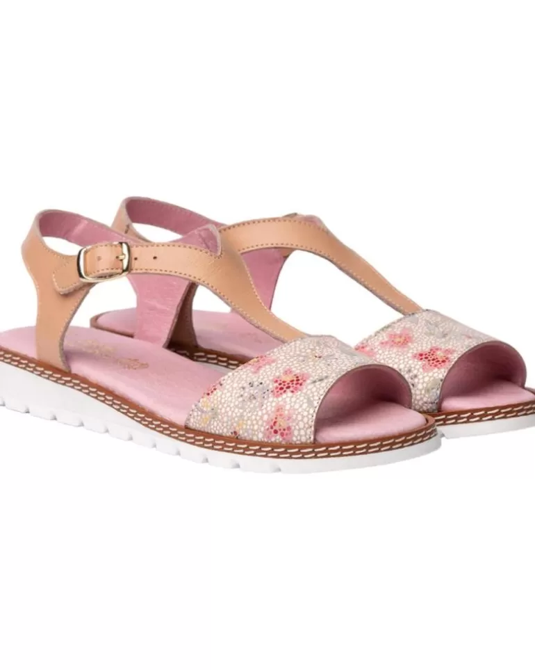 ANGELITOS Sandalias De Mujer Y Niña Sandalia H Flor Ang625 Nude New