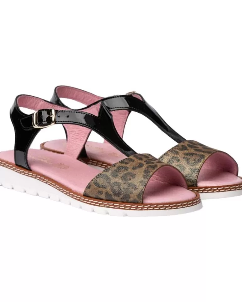ANGELITOS Sandalias De Mujer Y Niña Sandalia H Leopardo Ang625 Negro Cheap