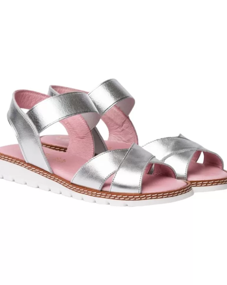 ANGELITOS Sandalias De Mujer Y Niña Sandalia H Leopardo Ang626 Plata New