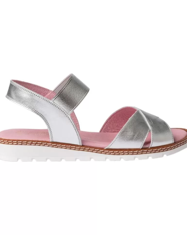 ANGELITOS Sandalias De Mujer Y Niña Sandalia H Leopardo Ang626 Plata New
