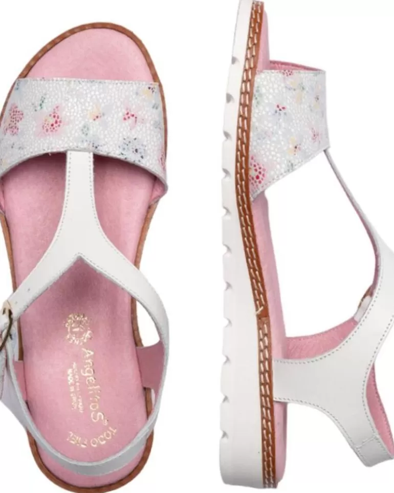 ANGELITOS Sandalias De Niña Sandalia H Flor Ang625 Blanco Fashion