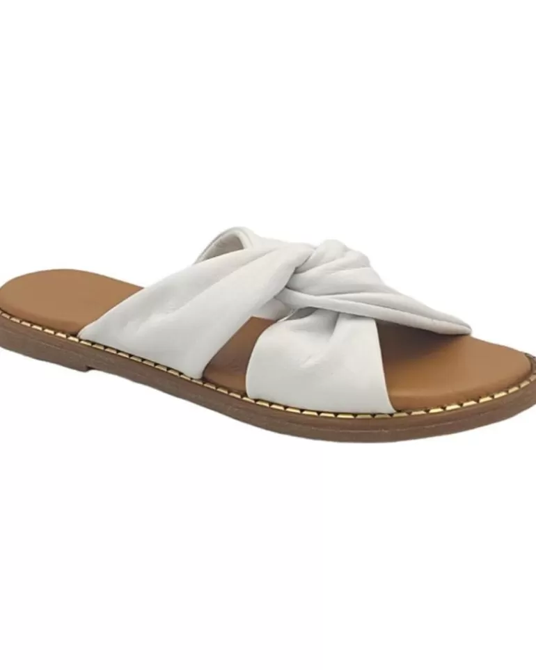 EPOCHE XI Sandalias De Mujer Sandalia Plana Cruzada 704 Blanco Fashion