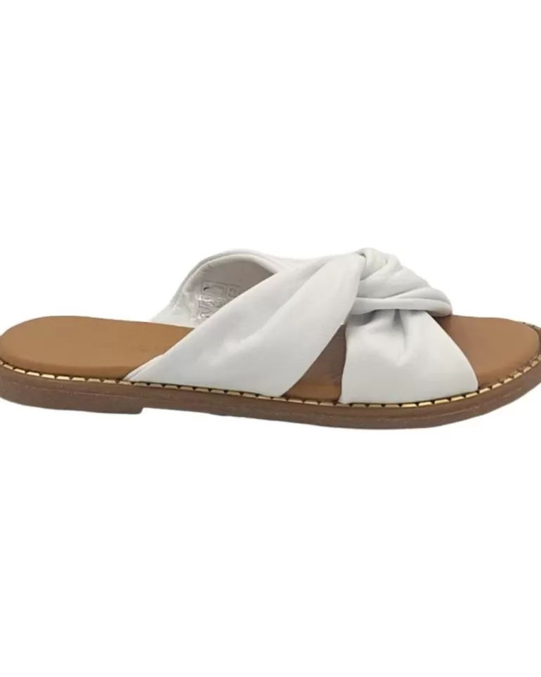 EPOCHE XI Sandalias De Mujer Sandalia Plana Cruzada 704 Blanco Fashion